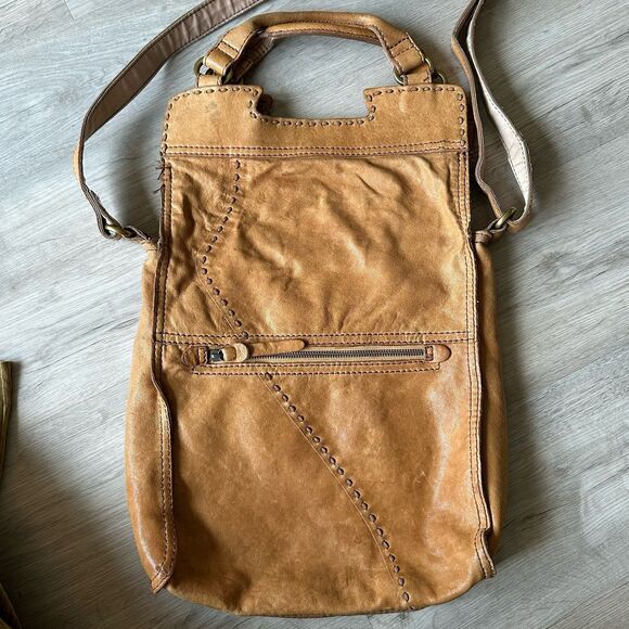 Vintage Y2K Lucky Brand Abbey Road Crossbody Purse - Sheep Leather - Camel Tan - Picture 4 of 11